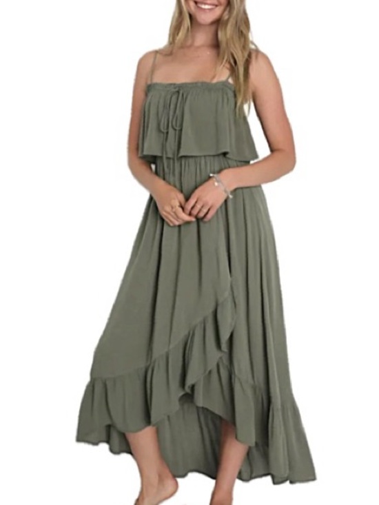 Lulus Dresses & Skirts - NWT Lulus Sincerely Yours Olive Green Ruffle Midi Dress Size Small Sundress
